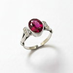 Elegant Created Ruby Ring in 925 Sterling Silver, oval gemstone, symbolizes love and passion, ideal July birthday gift.