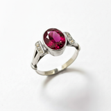 Elegant Created Ruby Ring in 925 Sterling Silver, oval gemstone, symbolizes love and passion, ideal July birthday gift.