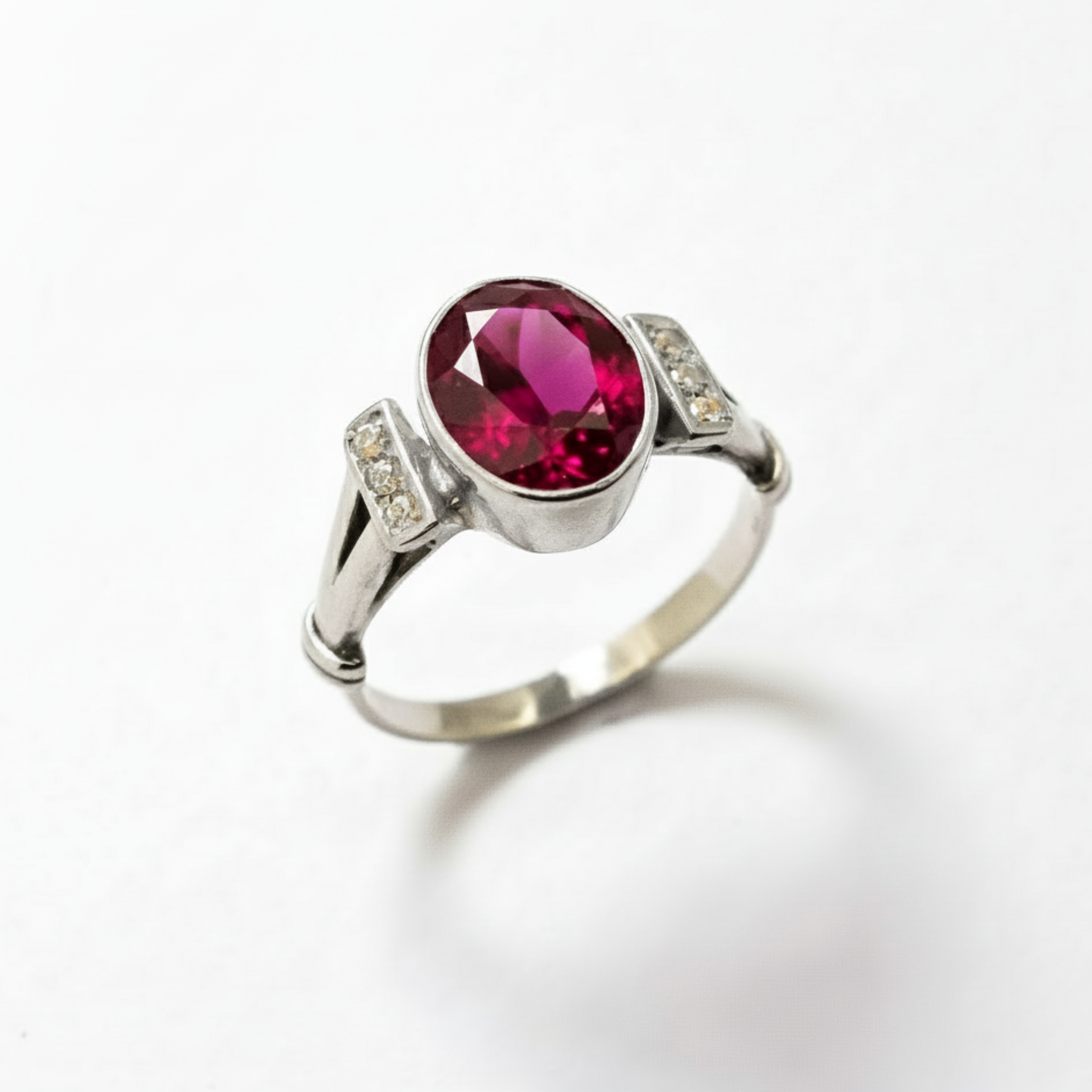 Elegant Created Ruby Ring in 925 Sterling Silver, oval gemstone, symbolizes love and passion, ideal July birthday gift.