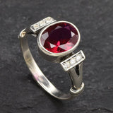 Ruby Ring, Created Ruby, Red Antique Ring, Vintage Ring, Red Oval Ring, Red Ruby Ring, Proposal Ring, Engagement Ring, Solid Silver Ring