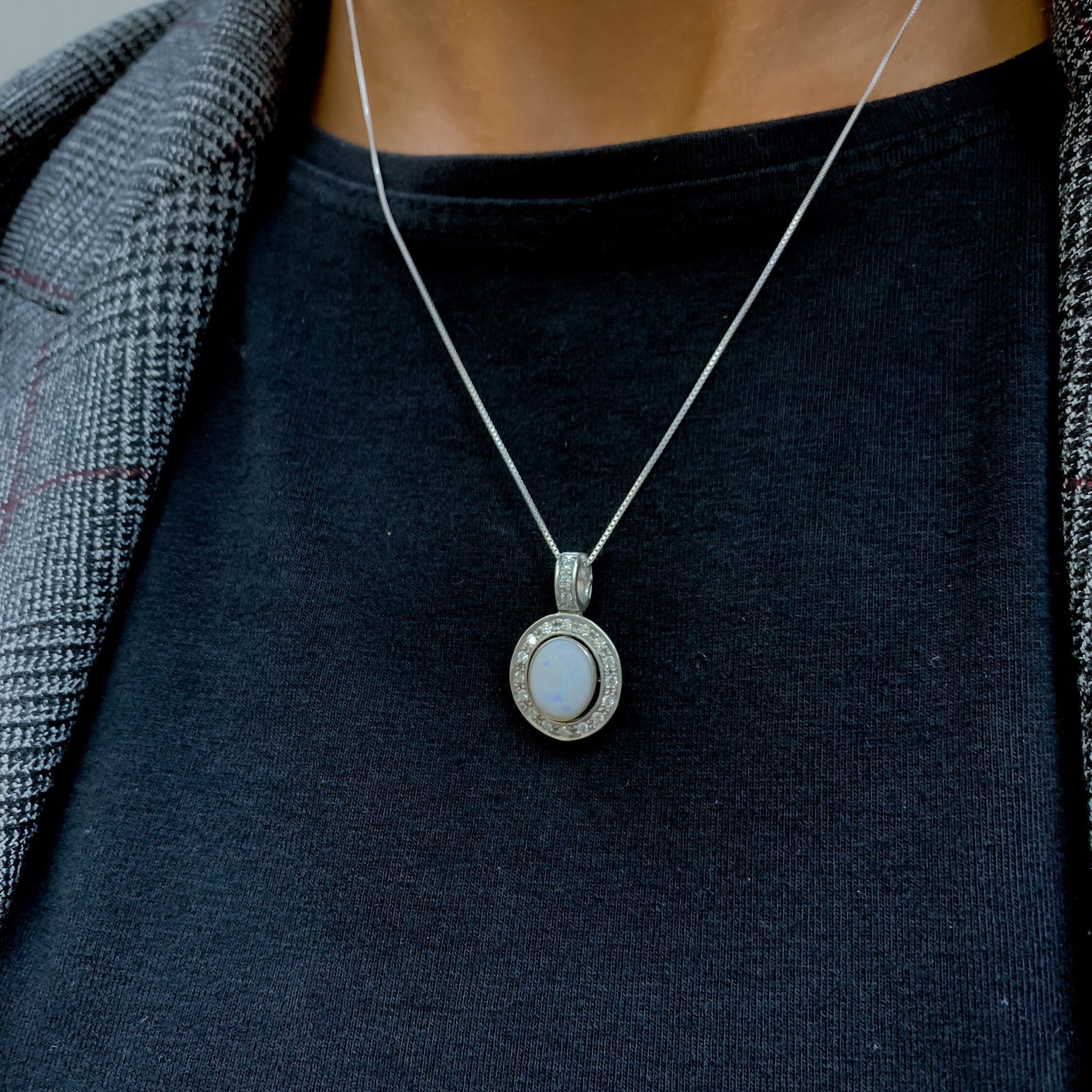 Opal Pendant, Vintage Opal Pendant, Precious Australian Opal, October Birthstone, White Antique Pendant, October Pendant, 925 Silver Pendant