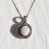 Gold Opal Pendant - Vintage Bridal Necklace - White Oval Necklace