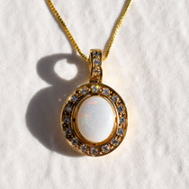 Opal Pendant, Vintage Opal Pendant, Precious Australian Opal, October Birthstone, White Antique Pendant, October Pendant, 925 Silver Pendant(1)