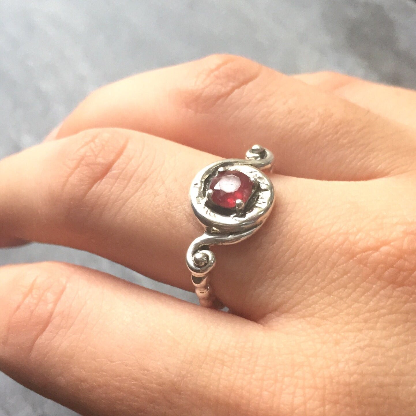 Elegant 925 Sterling Silver Natural Ruby Ring with prong setting, perfect for birthdays and special occasions.