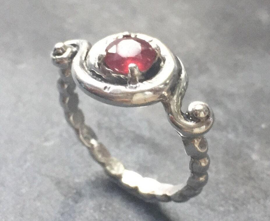 Natural Ruby Ring made in 925 Sterling Silver with Round Natural Red Ruby in Prong setting, July Birthstone gift idea, symbolizes nobility, purity, and passion, ideal for everyday wear and perfect for birthday gifting and special occasions.