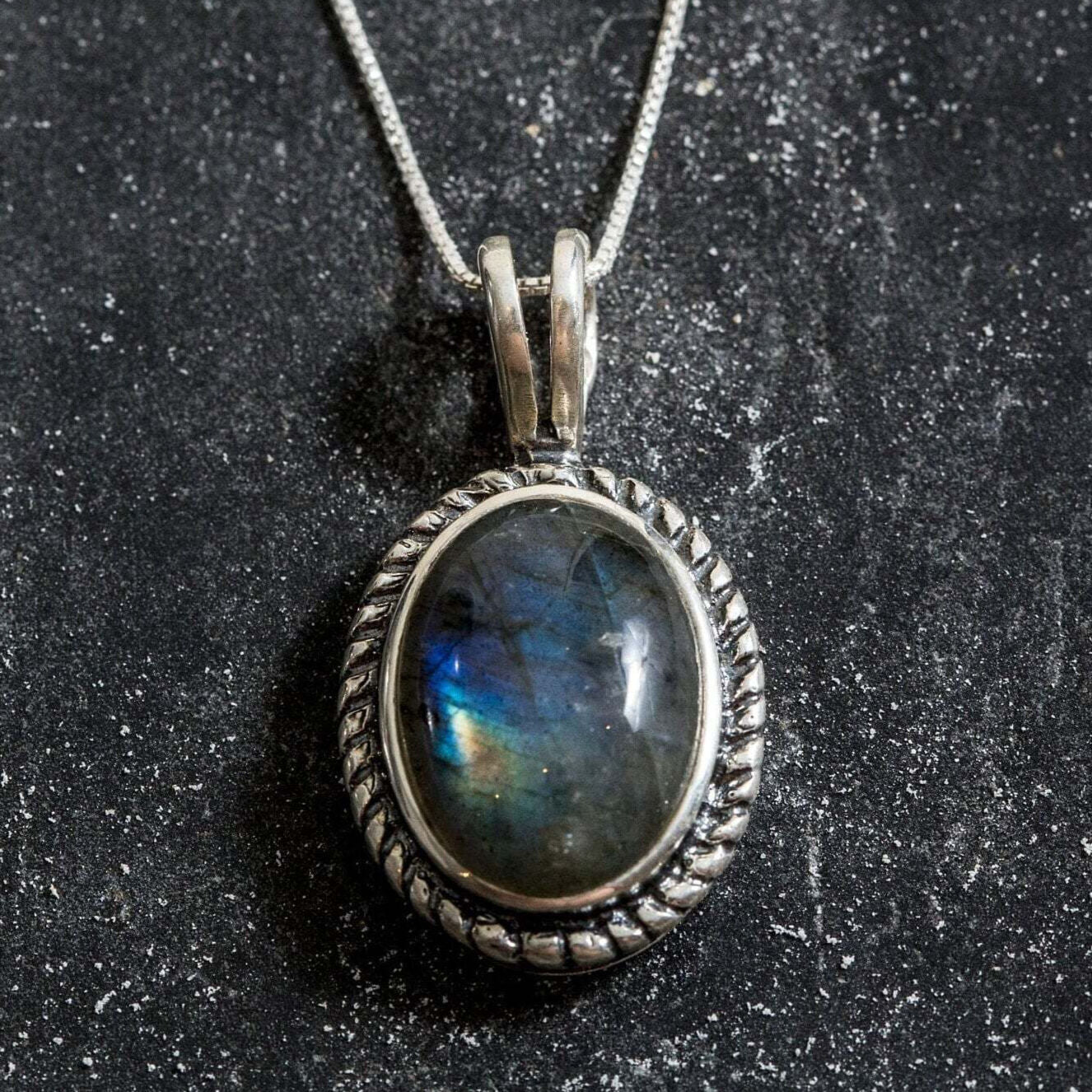 Labradorite Pendant, Natural Labradorite, Victorian Pendant, Statement Pendant, Large Labradorite Pendant, Solid Silver Pendant, Labradorite