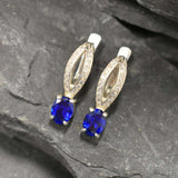 Blue Sapphire Earrings - Long Drop Earrings, Blue Vintage Earrings