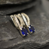 Blue Sapphire Earrings - Long Drop Earrings, Blue Vintage Earrings