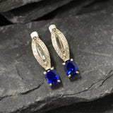 Blue Sapphire Earrings - Long Drop Earrings, Blue Vintage Earrings