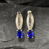 Blue Sapphire Earrings - Long Drop Earrings, Blue Vintage Earrings