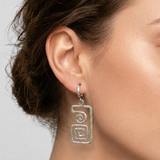 Silver Statement Earrings - Large Dangling Earrings - Silver Maze Earrings