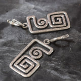 Silver Statement Earrings - Large Dangling Earrings - Silver Maze Earrings