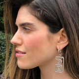 Silver Statement Earrings - Large Dangling Earrings - Silver Maze Earrings