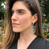 Silver Statement Earrings - Large Dangling Earrings - Silver Maze Earrings