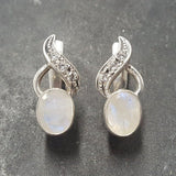 Vintage Moonstone Gold Earrings, Natural Moonstone Earrings, Long Moonstone Earrings
