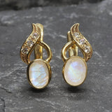 Classy Moonstone Earrings - Natural Rainbow Moonstone - Vintage Drop Earrings
