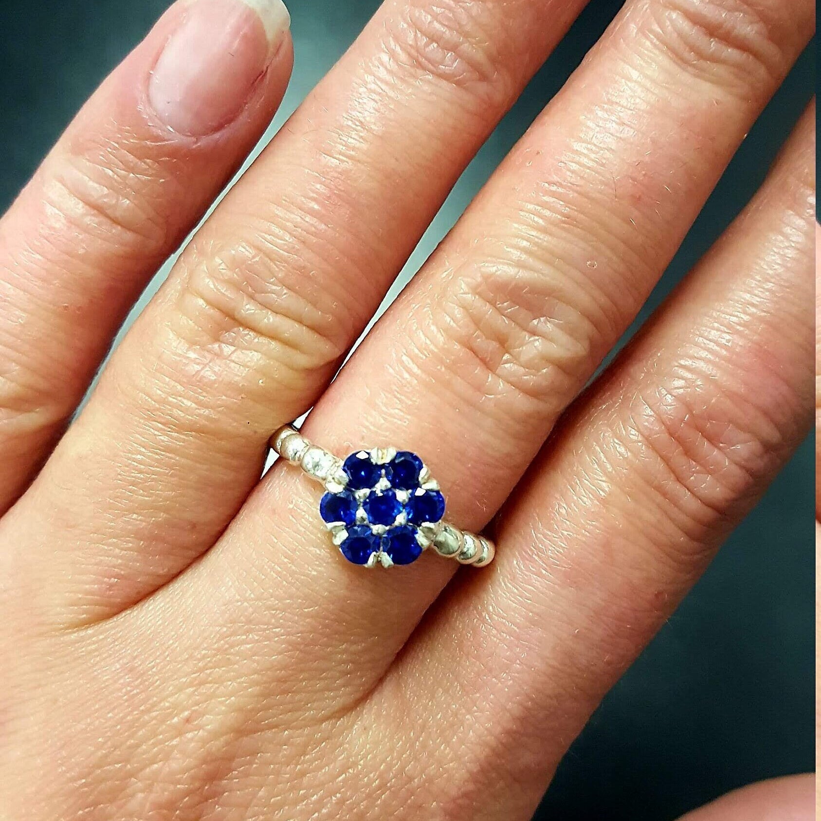 Created Sapphire Ring in 925 Sterling Silver with Round Blue Sapphire, ideal September birthday gift for sincerity and faithfulness.