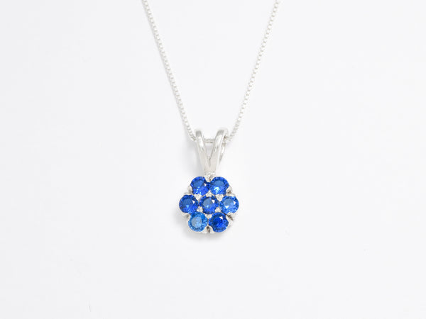 Flower Sapphire Necklace - Blue Daisy Necklace - Dainty Blue