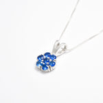 Sapphire Pendant, Created Sapphire, Blue Sapphire Pendant, Flower Pendant, Blue Vintage Pendant, Dainty Pendant, Silver Pendant, Sapphire