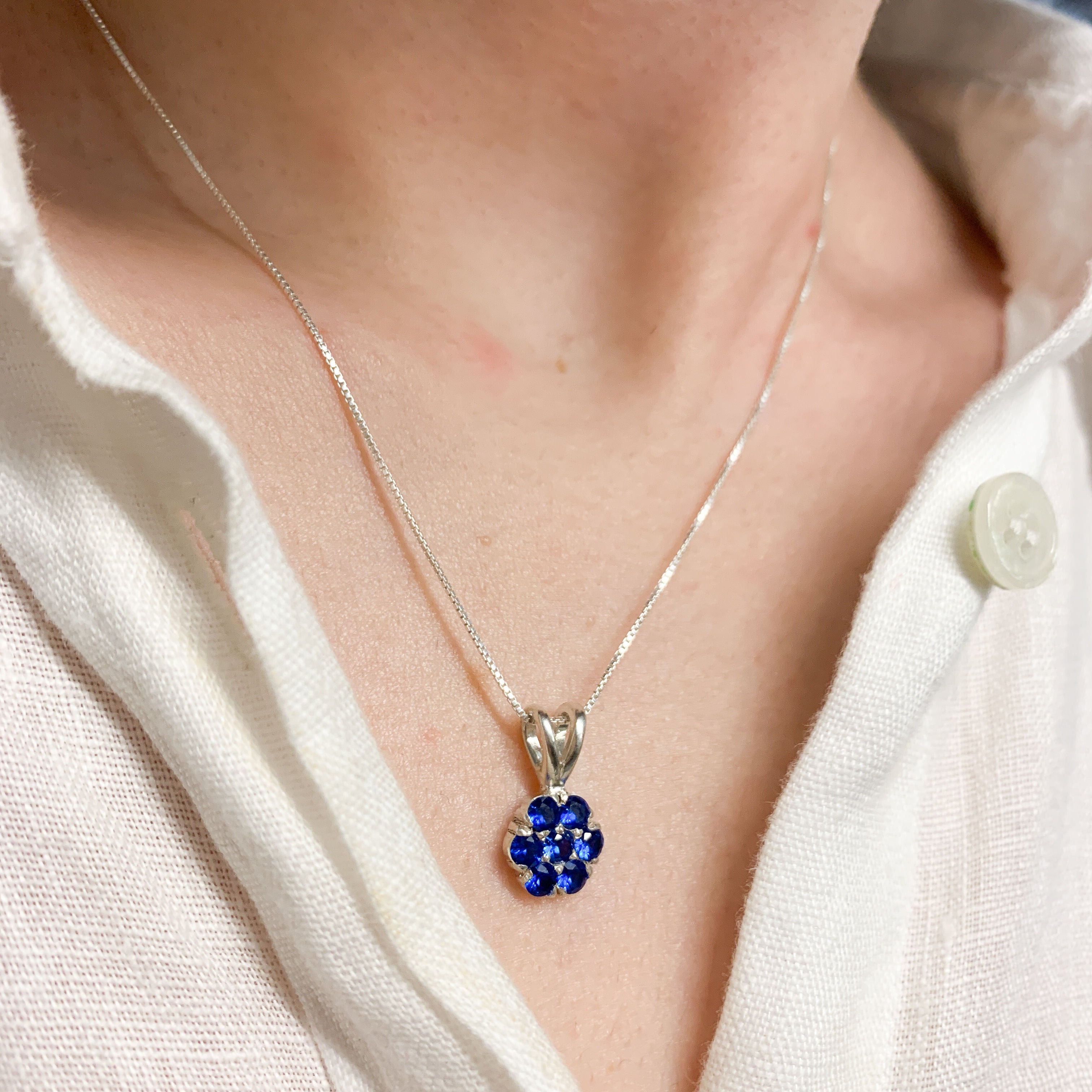 Sapphire Pendant in 925 Sterling Silver with Round Blue Sapphire, perfect gift for September birthdays and special occasions.