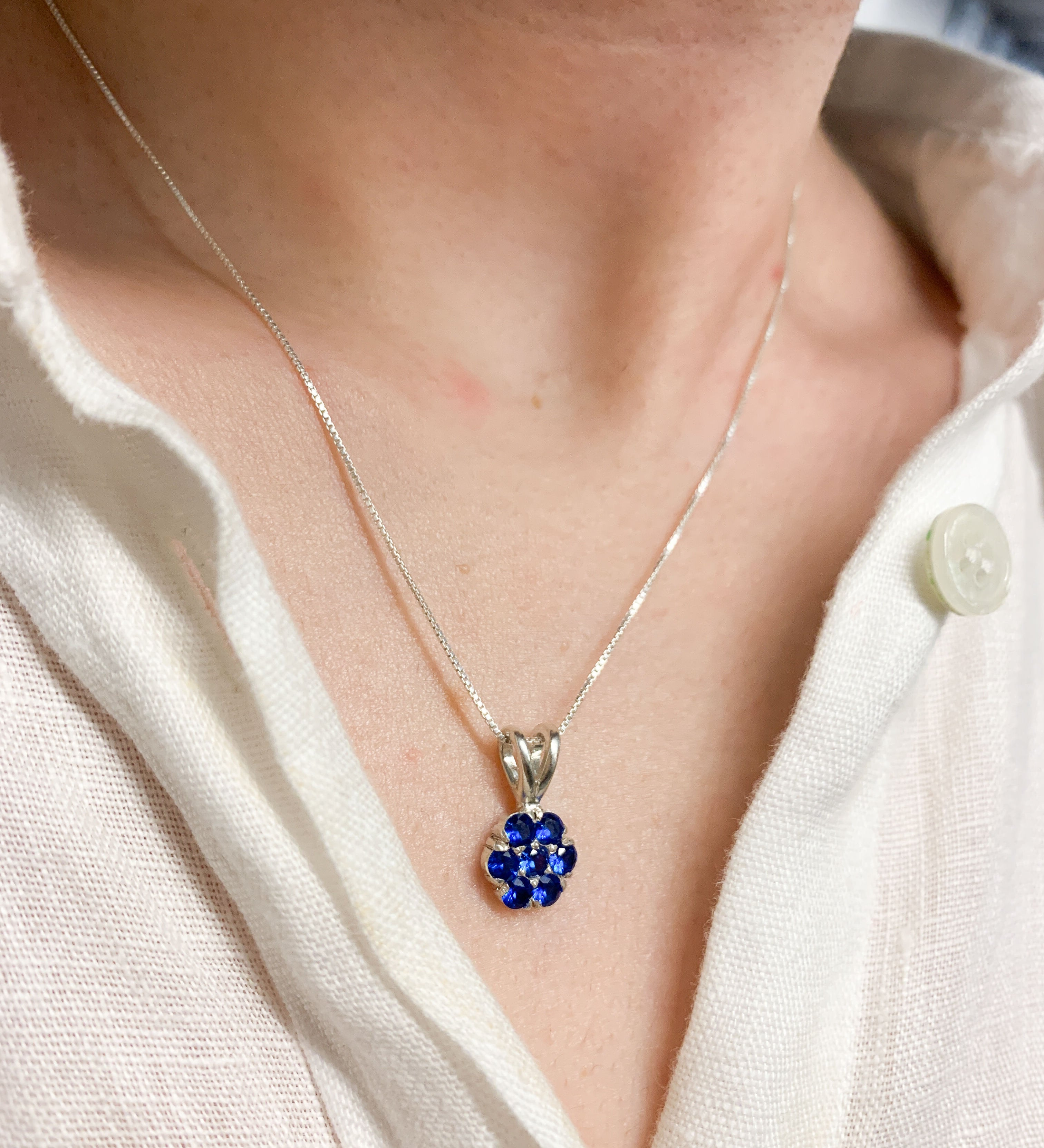Sapphire Pendant in 925 Sterling Silver with Round Blue Sapphire, perfect gift for September birthdays and special occasions.
