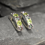 Long Bar Earrings - Mystic Topaz Earrings - Green Peridot Earrings