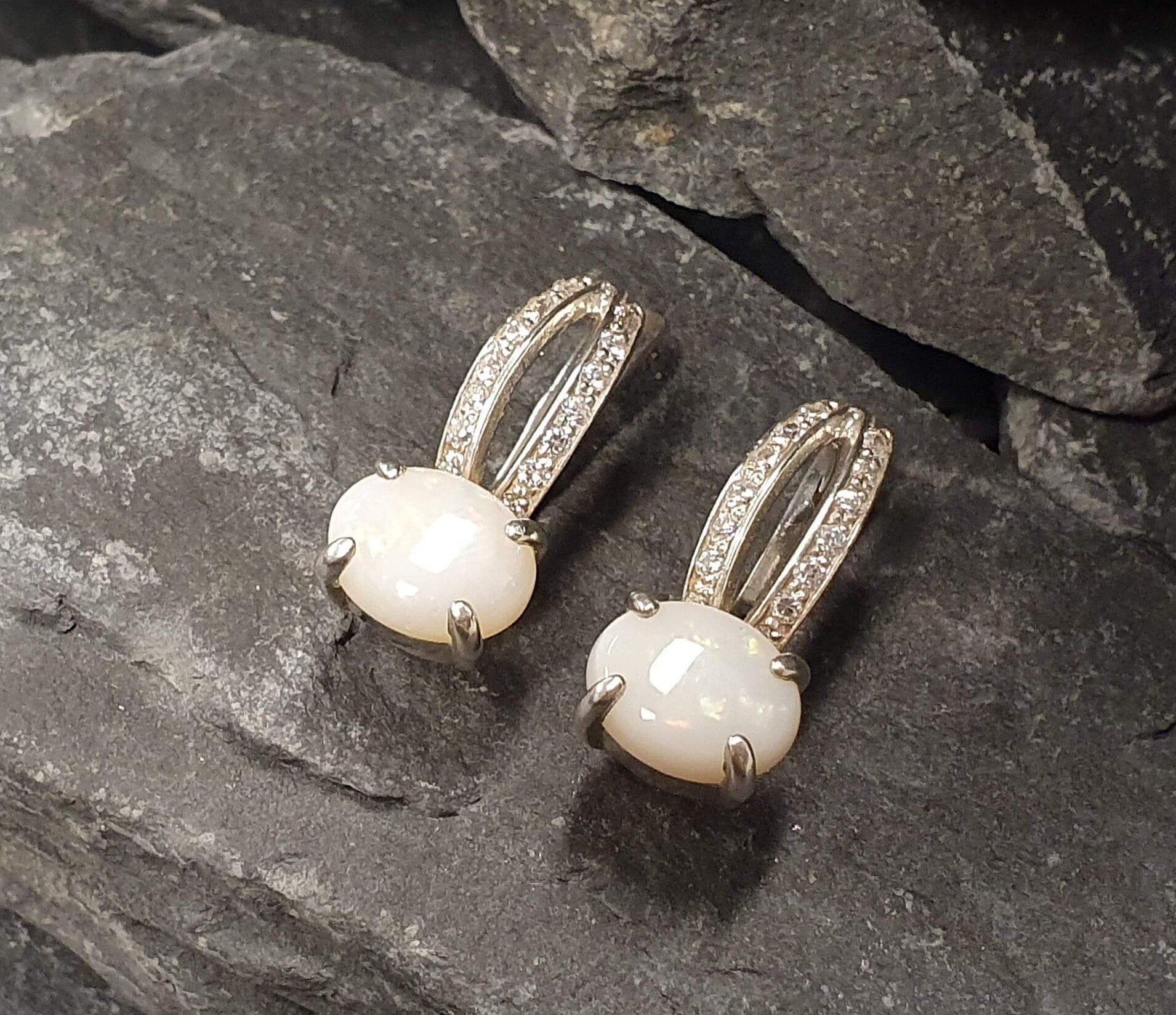 Opal Earrings, Natural Opal Earrings, Antique Earrings, October Birthstone, Precious Australian Opal, Bridal Earrings, Solid Silver Earrings