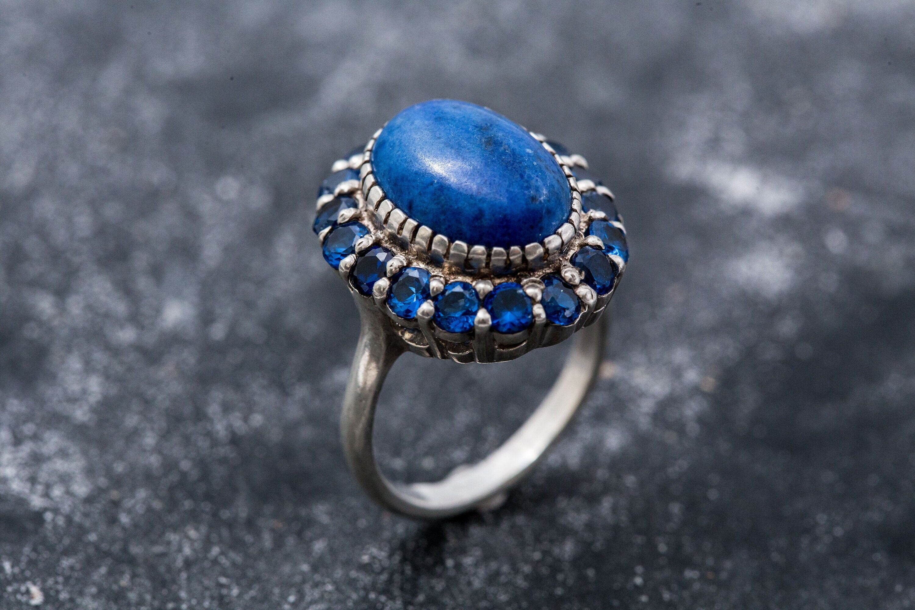 Victorian Blue Ring, Lapis Ring, Sapphire Ring, Lapis Lazuli Ring, Vintage Rings, Solid Silver Ring, Royal Blue Ring, Sapphire, Lapis Lazuli