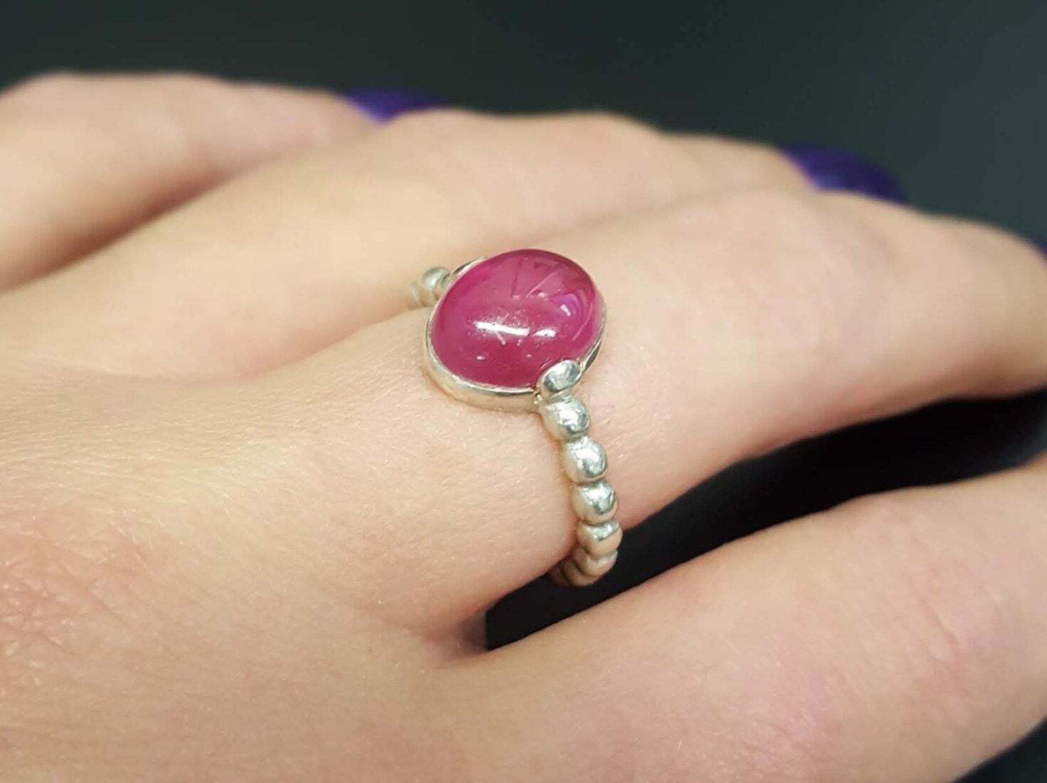 Elegant 925 Sterling Silver Ring featuring Oval Natural Red Ruby, perfect for July birthdays and special occasions.
