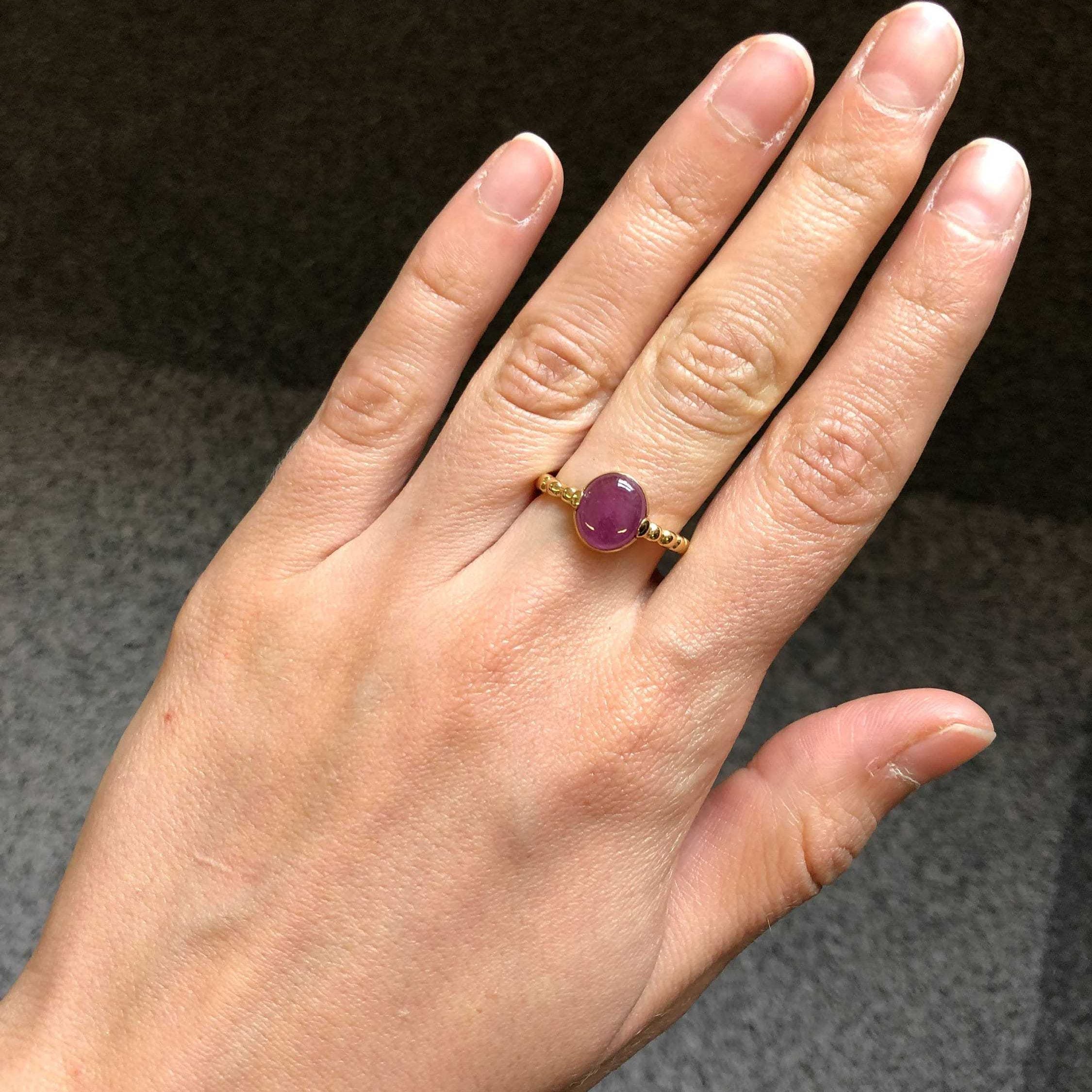 Elegant 18k Gold Vermeil Natural Ruby Ring, perfect for July birthdays and special occasions, symbolizing love and passion.