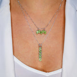 Peridot Pendant - Green Baguette Necklace - Layering Necklace