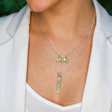 Peridot Pendant - Green Baguette Necklace - Layering Necklace