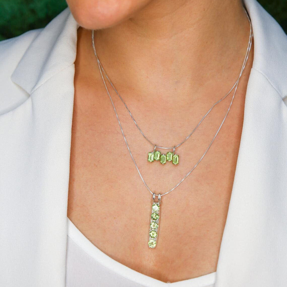 Peridot Pendant, Baguette Pendant, Natural Peridot, Green Peridot, August Birthstone, August Pendant, Dainty Pendant, Layering Necklace, 925