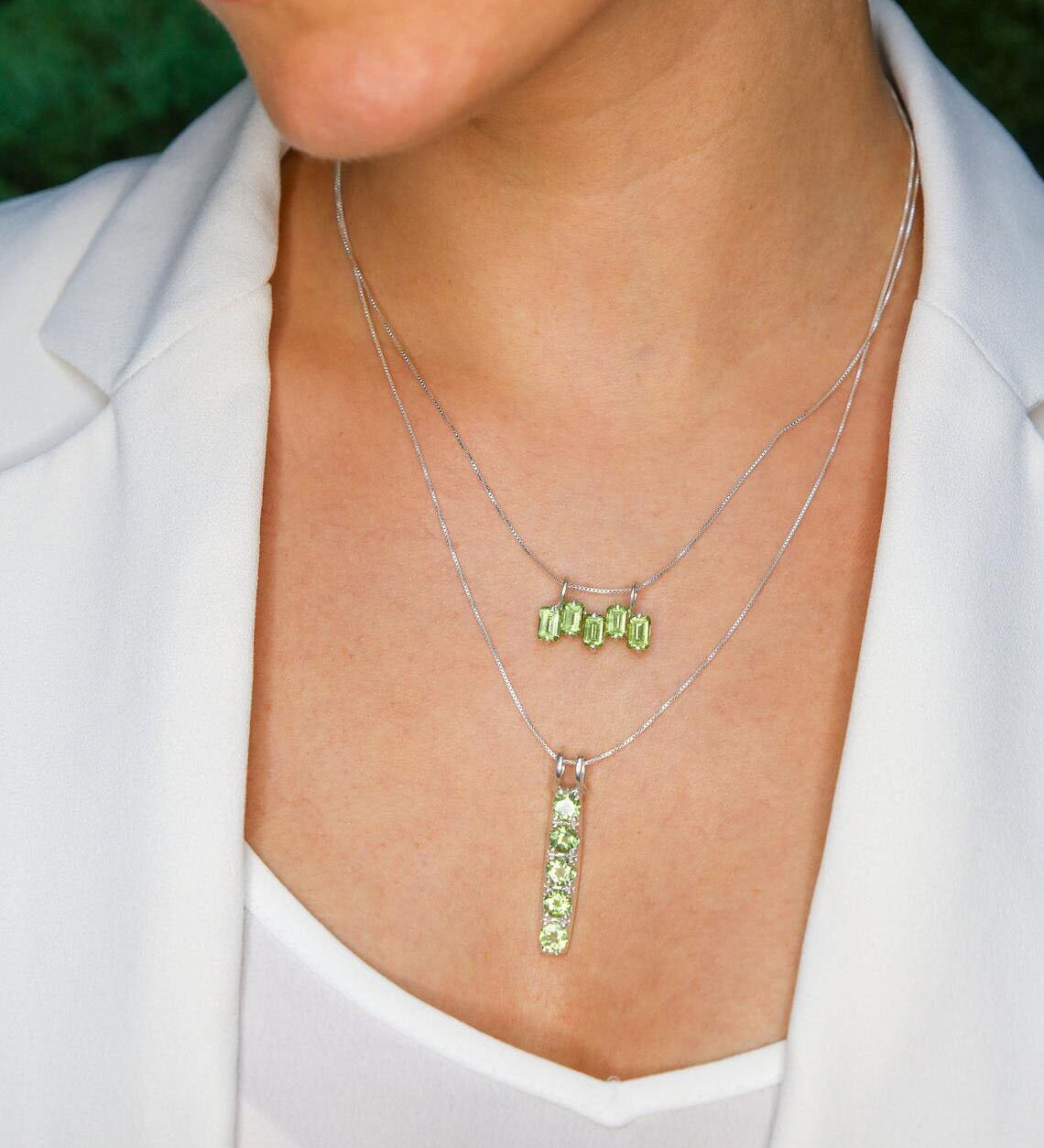 Peridot Pendant, Baguette Pendant, Natural Peridot, Green Peridot, August Birthstone, August Pendant, Dainty Pendant, Layering Necklace, 925