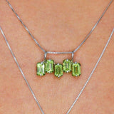 Peridot Pendant - Green Baguette Necklace - Layering Necklace