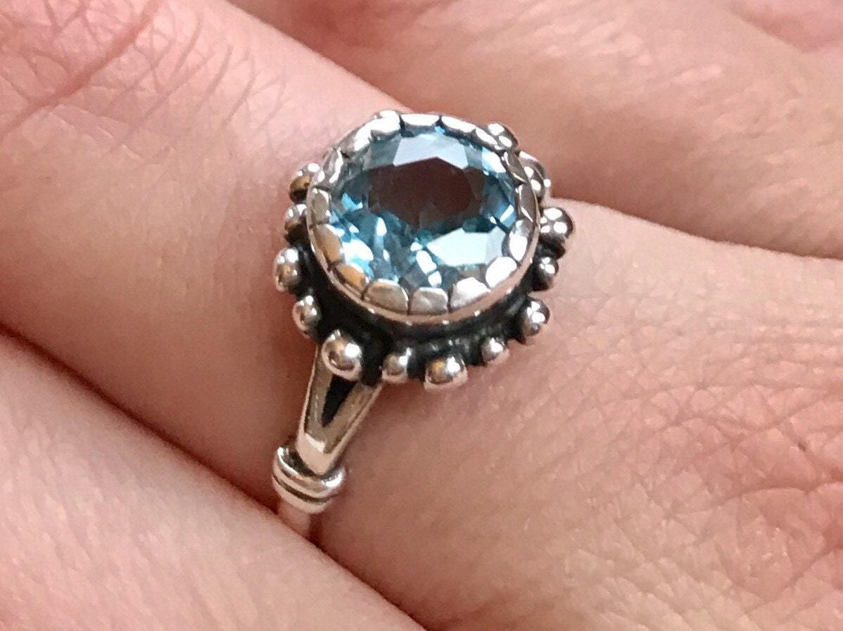 Blue Topaz Ring, Natural Topaz, December Birthstone, Vintage Rings, Vintage Topaz Ring, Blue Topaz SKY, Blue Diamond, Solid Silver Ring (498914030)