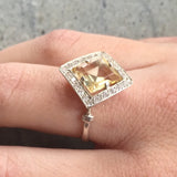 Real Citrine Ring - Yellow Engagement Ring - Vintage Citrine Ring