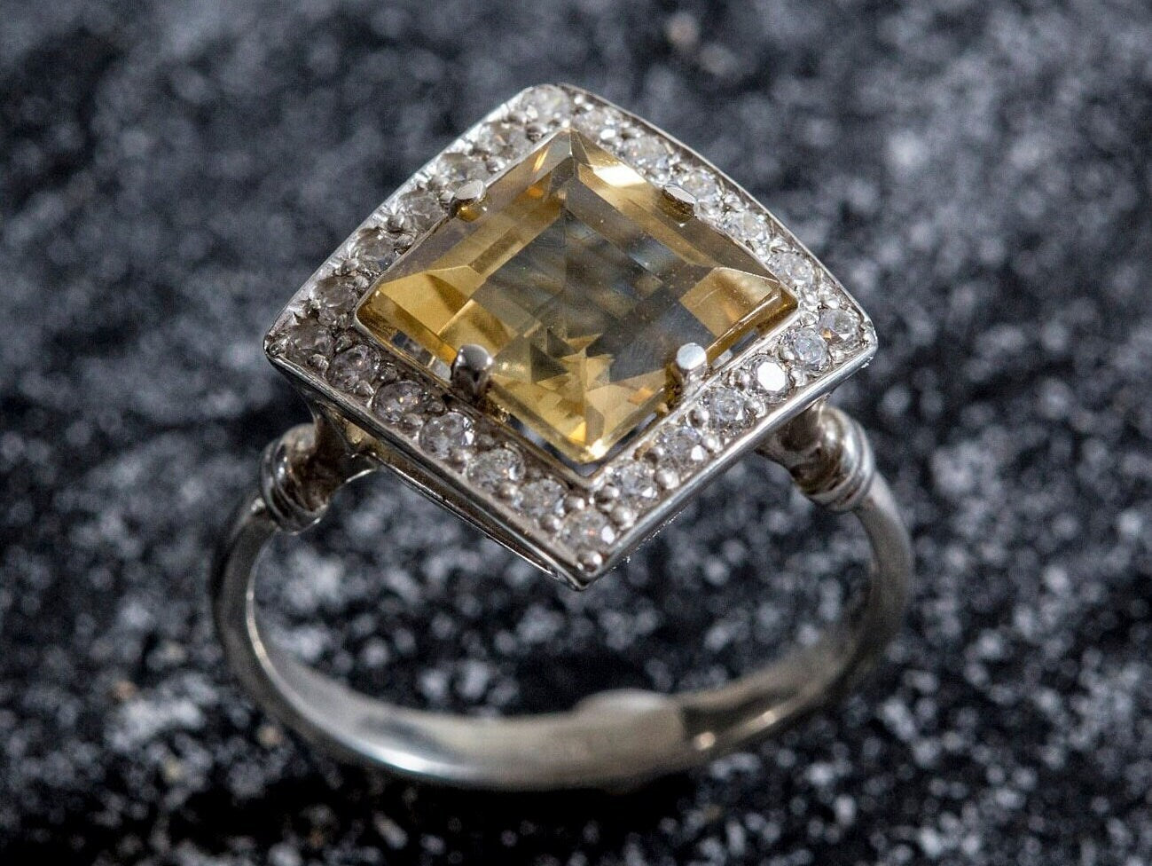 Citrine Ring, Natural Citrine, Engagement Ring, Yellow Ring, Princess Cut Ring, Vintage Ring, November Birthstone, 925 Silver Ring, Citrine