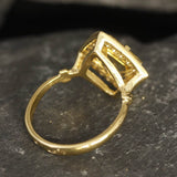 Gold Citrine Ring - Natural Citrine Ring, Yellow Square Ring