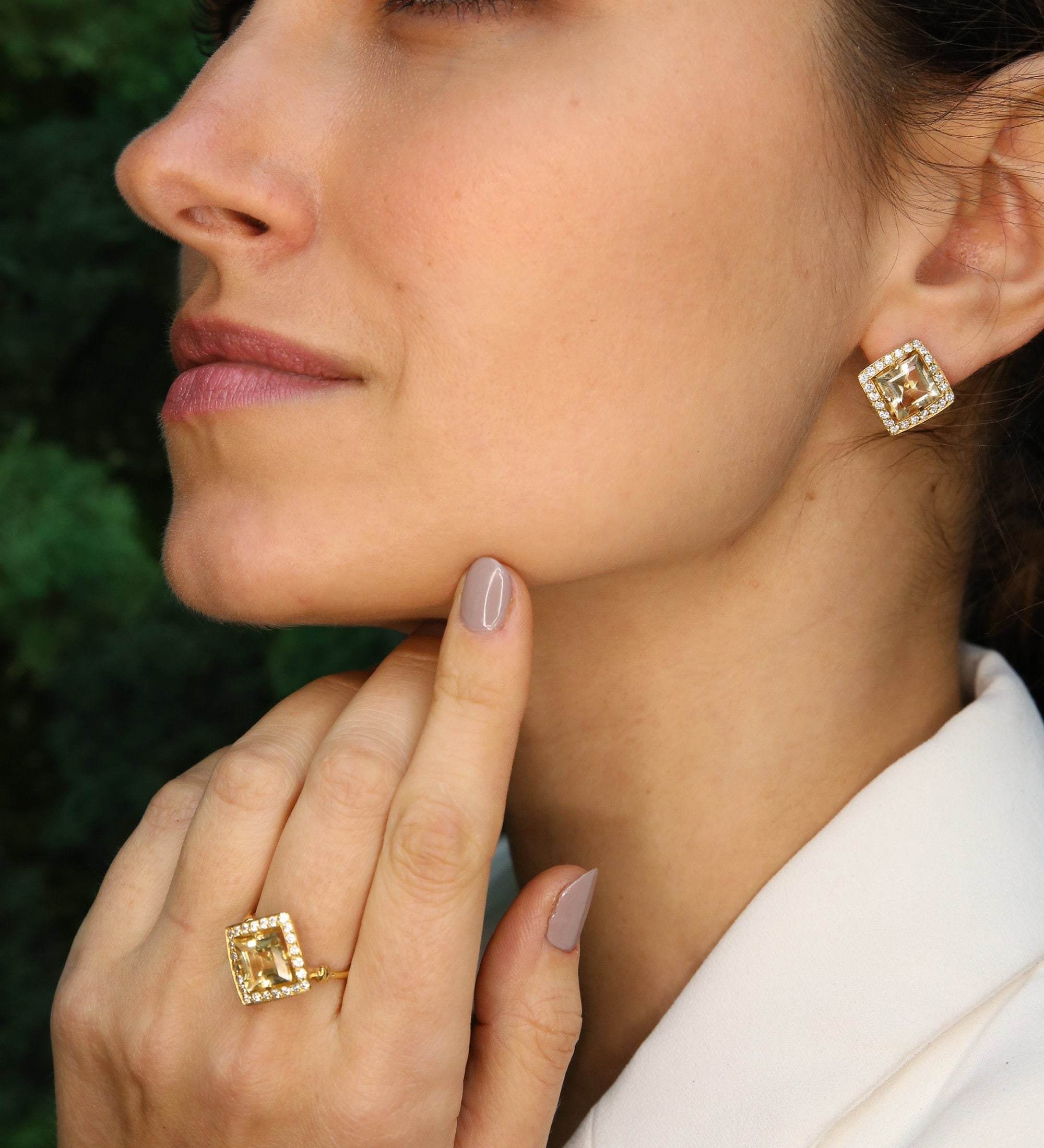 Citrine Ring, Natural Citrine, Engagement Ring, Yellow Ring, Princess Cut Ring, Vintage Ring, November Birthstone, 925 Silver Ring, Citrine(1)