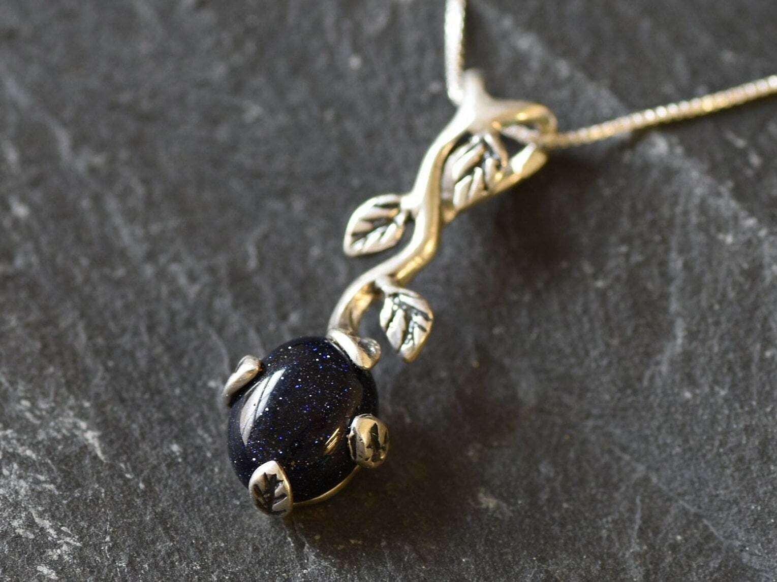 Sandstone Pendant, Natural Sandstone, Sandstone Flower Pendant, Blue Leaf Pendant, Branch Pendant, Blue Flower Pendant, Floral Pendant, Gift