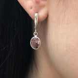 Morganite Earrings, Created Morganite, Dainty Earrings, Cotton Candy Earrings, Dangling Earrings, Pink Earrings, Solid Silver Earrings