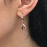 Gold Morganite Bezel Earrings, Dangling Morganite Earrings, Pink Gemstone Earrings