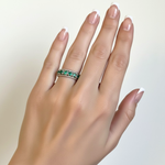 Beautifully crafted 925 Sterling Silver ring with Round Created Green Emerald, perfect for adding elegance to any outfit or occasion.