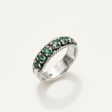 Created Emerald Ring made in 925 Sterling Silver with Round Created Green Emerald in Channel-Set setting, May Birthstone gift idea, symbolizes, ideal for everyday wear and perfect for birthday gifting and special occasions.