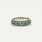 Chic Sterling Silver Ring featuring a Round Created Emerald, a stunning choice for May birthdays and elegant everyday jewelry.