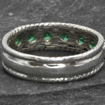 Vintage Emerald Ring, Antique Ring, Half Eternity Ring, Antique Emerald Ring, Sterling Silver Ring, Created Emerald Ring, Emerald Ring, Band