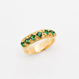 Elegant 18k Gold Vermeil Ring with a Channel-Set Created Green Emerald, symbolizing love—great for daily wear and special events.