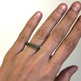 18k Gold Vermeil Emerald Halo Ring featuring a stunning Round Created Green Emerald—perfect May birthstone gift.