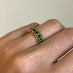 Beautiful 18k Gold Vermeil Ring adorned with a Round Created Green Emerald—perfect for birthdays and everyday elegance.